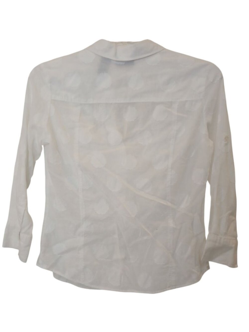 New York & Co Womens M White Textured Button Shirt 100% Cotton 3/4 Sleeve #D-30 - Picture 3 of 8